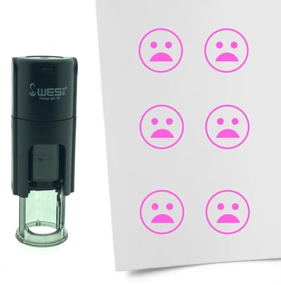 CombiCraft Stempel Smiley Geschokt 10mm rond - Roze inkt