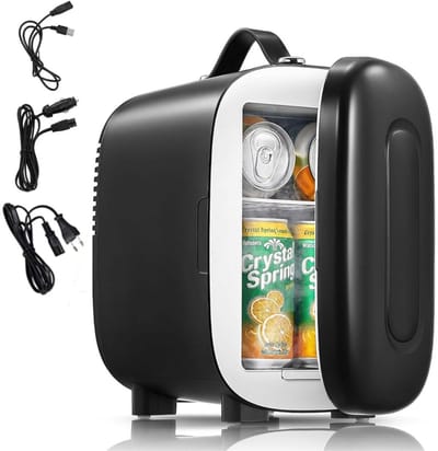Minibar - Mini Koelkast Glazen Deur - Drankenkoelkast - Flessenkoelkast - 5L- Zwart