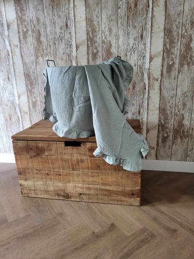 Hydrofiele doek XXL - Swaddle - Baby muslin swaddle - Kraamcadeau - Katoenen mousseline baby deken - Baby badhanddoek - Ruffels - 120x120 - Groen
