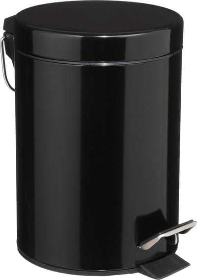 5Five Pedaalemmer - zwart - metaal - 3 liter - 17 x 25 cm - badkamer en toilet - prullenbak
