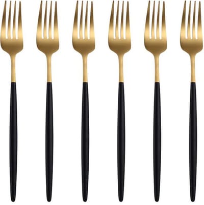 Kadirelli Dessertvork - 12 Stuks - Goud/Zwart