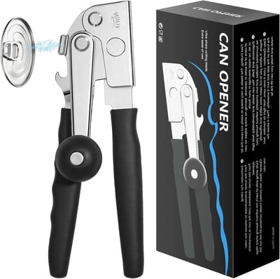 Blikopener Gladde Rand - Keuken Gadget - Veilig Blikken Openen - Ergonomische Handgreep - Roestvrij Staal - Zwart