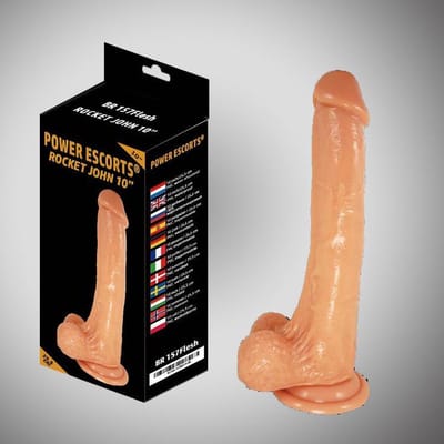 Power escorts - Mega grote realistic dildo - BR157 - Rocket John 10 inch  / 25,5 cm - flesh