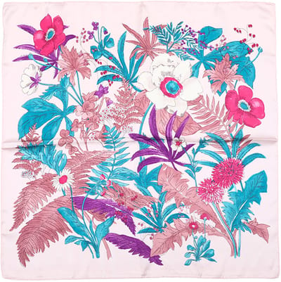 Klassieke Vierkante Sjaal met Weelderig Botanisch Bloemen- en Varendessin - Roze