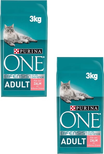 Purina One Adult Zalm&Granen - Kattenvoer - 2 x 3 kg