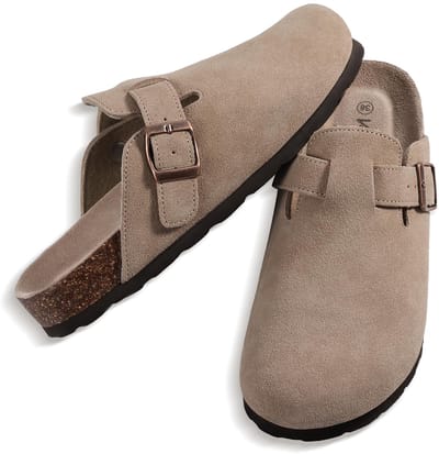 Unisex clogs – Koe suède – Comfort slippers – Houten clogs – abrikoos - 37 - Geschikt voor een voetlengte van 23,2 cm