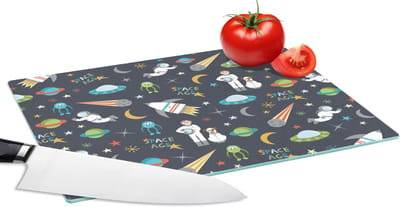 Glazen Snijplank - 28x20 - Astronaut - Ufo - Regenboog - Patronen - Snijplanken Glas