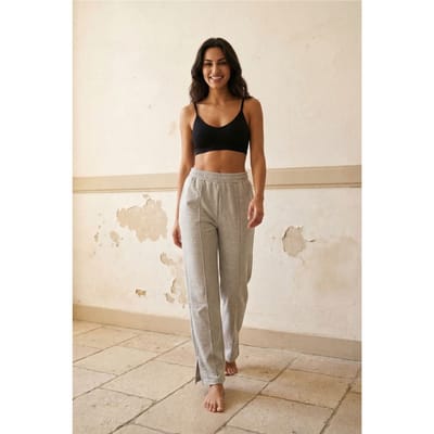 Hoge taille wijde been gebreide joggingsbroek