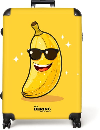 NoBoringSuitcases.com® - Koffer groot - Reiskoffer lichtgewicht - Lachende banaan met zwarte zonnebril - Rolkoffer met 4 wielen - Grote trolley XL - 98 liter bagage