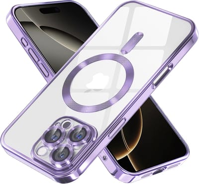 Hoesje geschikt voor Apple iPhone 16 Pro Max - Techsuit Luxury Crystal Back Cover - Geschikt voor MagSafe - Transparant/Lichtpaars