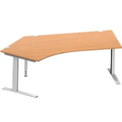 Schäfer Shop Genius hoekbureau MODENA FLEX 135°, aanbouw links, C-voet rechthoekige buis, B 2165 mm, beuken/wit