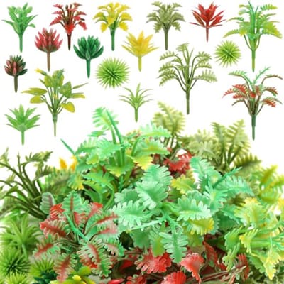 Miniatuur Model Planten - 100 Stuks Kunststof Bomen voor Diorama en Landschap Decoraties
