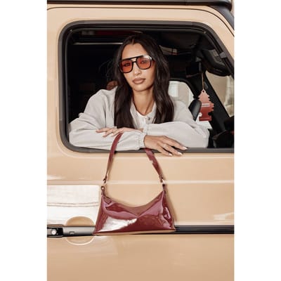 boohoo Dames Vinyl schoudertas | Bordeaux Rood