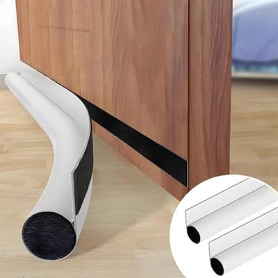 Dubbele Tochtstrip voor Onder Deur - 96 cm Wit - Flexibele Tochtstopper voor Energiebesparing en Geluidsdemping