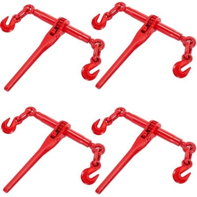 VEVOR Ratelspanner 10-13 mm Ratelspanner 4,18 T Veilige werklast, G70-haak en verstelbare lengte, voor kettingen van klasse 70-80, vastsjorren, transporteren, slepen, set van 4, rood