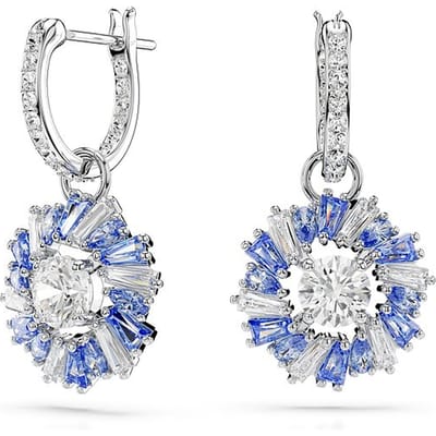 Swarovski Bloem Hanger Cubic Zirconia Rhodium Verguld Imitatie Kristal Oorbellen Dames oorbellen Blauw 5680016 Box (Random Color) white