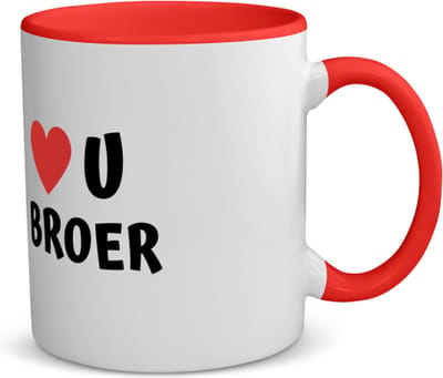 Akyol - love u broer koffiemok - theemok - rood - Broer - de liefste broer - verjaardag - cadeautje voor broer - broer artikelen - kado - geschenk - 350 ML inhoud