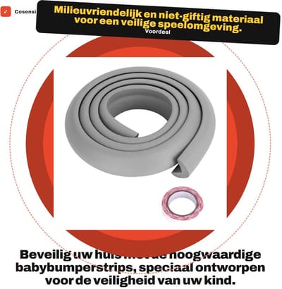 Dailygoods- Babybumperstrips 2M - Rubbermateriaal - Hoekbeschermer - Veiligheidsbuffer - Meubelbescherming - Milieuvriendelijk en stootvast