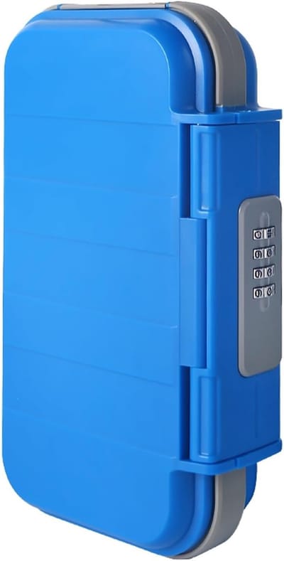 Veilige opbergdoos - Mini kluis - Reisbeveiliging - Waterdicht ontwerp - Met staalkabel - Blauw