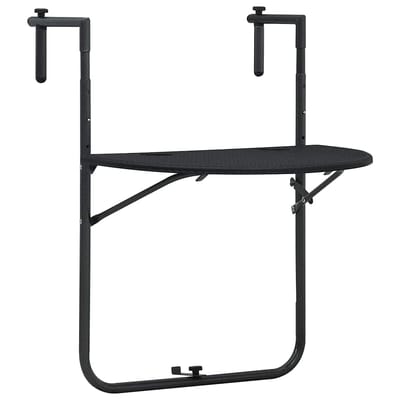 vidaXL - Balkontafel - hangend - 60x64x83,5 - cm - rattan-look - kunststof - zwart