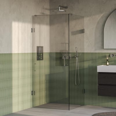 Brauer Void - Douchecabine met Draaideur - Helder Glas - 80x80x200 cm - incl. Glascoating - PVD RVS-Kleurig Geborsteld
