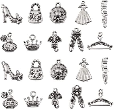 100 Stks 16 ~ 34.5mm Tibetaanse Stijlen Hangers Prinses Thema Charms Antieke Zilveren Bedels Hangers Voor Ketting DIY Crafting