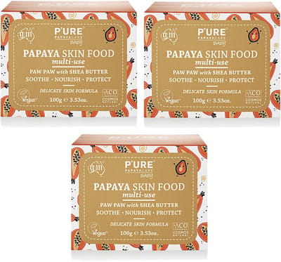 P'ure Papaya care - Papaya Baby Skin Food - Natuurlijk - 3 Pak - Voordeelverpakking