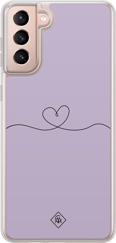 Casimoda® hoesje - Geschikt voor Samsung Galaxy S21 Plus - Hart Lila - 2-in-1 case - Schokbestendig - Illustratie - Verhoogde randen - Paars, Transparant