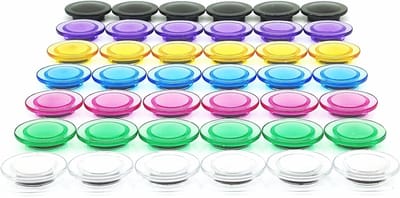 Kleurrijke ronde koelkastmagneten van plastic, zelfklevende magneten voor decoratie en organisatie (42 stuks)