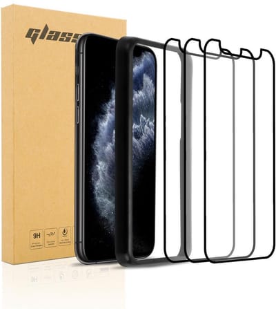 Cadorabo 3x Volledig scherm pantserfolie geschikt voor Apple iPhone 11 in TRANSPARANT met ZWART - Screenprotector Getemperd (Tempered) Display beschermend glas in 9H hardheid met 3D Touch met Installatiegids