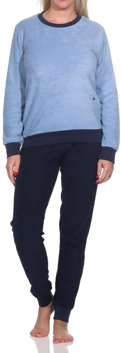 Normann damespyjama badstof met lange mouwen en manchetten - pyjama ook in oversize