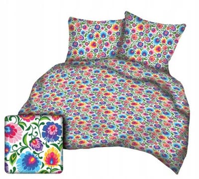 Kora Dekbedovertrek 160x200cm Folk Wit Bloemen 100% Katoen