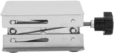 Laboratorium Hefplatform - Schaarrek Lift Tafel - Experimenten Uitvoeren - Handwiel Bediening - 100x100mm - Zilver