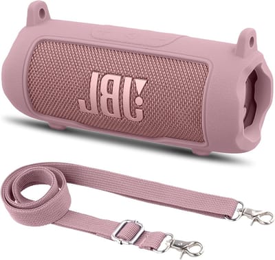 Siliconen Beschermhoes voor Draagbare Bluetooth Speaker, Schokbestendige Soft Cover met Afneembare Strap, Roze Accessoire voor JBL Flip 7