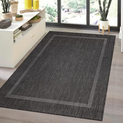 Relax Uni Binnen en Buiten - Vloerkleed - Indoor & Outdoor - Laagpolig Effen - Zwart- 60x100 CM