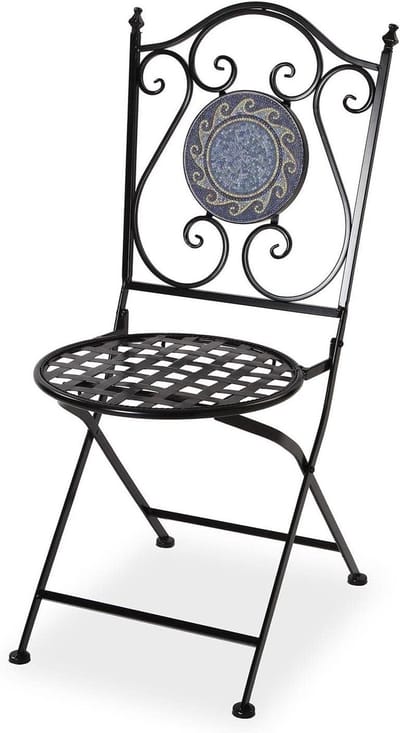 Tuinstoel Mozaïek - Buitenstoel Metaal - Ontspannen Buiten - Stijlvol Design - 50 x 92 cm - Blauw