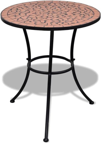 Bistrotafel Mozaïek - Tuin Tafel - Buiten Zitten - Keramisch Tafelblad - 60 x 70 cm - Terracotta Rood