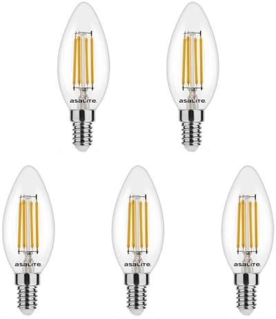 Asalite LED Lamp C35 E14 Fitting - 4W = 35W - 400 Lumen - 4000K Neutraal Wit Licht - Niet Dimbaar - 220-240V - Niet Dimbaar - 5 stuks