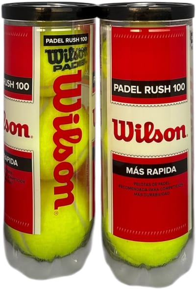 Wilson Padel Rush 100- 2 Blikken (6 Ballen) - Snelle & Duurzame Padelballen