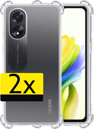 Hoesje - 2 Stuks - Geschikt voor OPPO A38 - Sterk & Shockproof - Siliconen Case - Back Cover - Telefoon Hoes Shock Proof - Telefoonhoesjes - Transparant