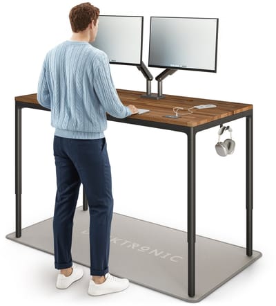 Desktronic HomeMax Zit-sta Bureau Elektrisch In Hoogte Verstelbaar, 160x80 cm Massief Notenhout/Zwart, Stille Vier Motorsysteem, Hoogte 74-119cm