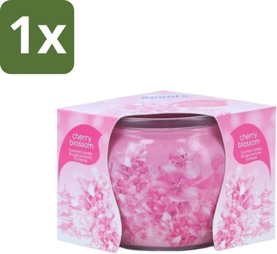 1 x At Home - Scents - Geurkaars - Cherry Blossom - 70 g - Geurkaars - Kersenbloesem - Thuisgeur - Rustgevende Geur - Ontspanning
