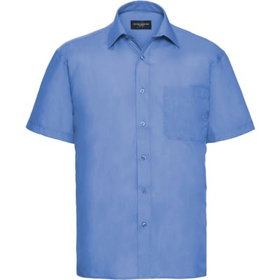 Russell Collection Heren Poplin Easy-Care overhemd met korte mouwen (Bedrijfsblauw)