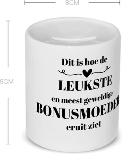 Akyol - dit is hoe de leukste en meest geweldige bonusmoeder eruit ziet Spaarpot - Mama - meest leukste bonusmoeder - moeder cadeautjes - moederdag - verjaardag - geschenk - kado - moeder artikelen - 350 ML inhoud