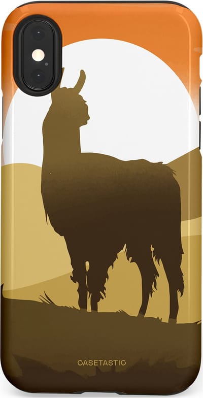 Casetastic Hoesje Geschikt voor Apple iPhone X/Xs - Stijlvolle Beschermende Duo-layer Case - Silhouet Alpaca