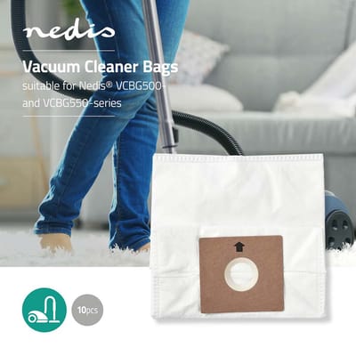Nedis Stofzuigerzakken – 10 Stuks – Synthetisch – Voor VCBG500/550 – Wit