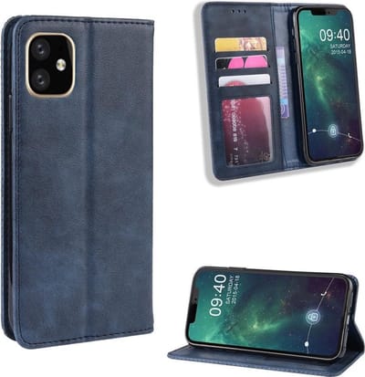 Coverup Hoesje - Geschikt voor iPhone 12 Pro Hoesje - Coverup Vintage Style Book Case - Blauw