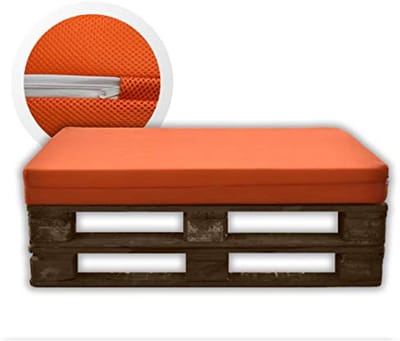 Rugleuning voor Palletbank - 3D Oranje Hoes - Hoogwaardig HR-Schuim 12 cm Dikte