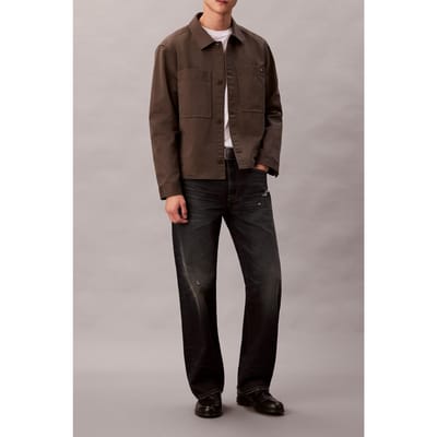 Calvin Klein Ls Cotton Overshirt Beluga Maat: S | Lichte Jassen Outlet | Heren | Bruin