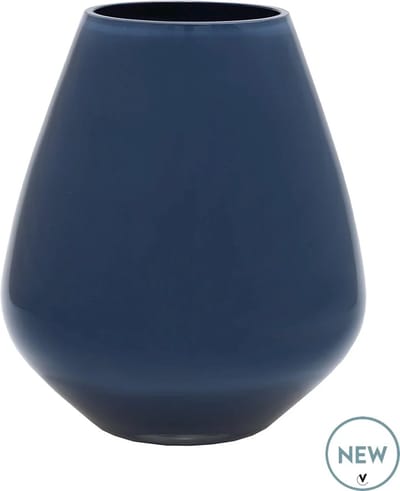 Vaas Tasman | Small | Dark blue-grey - Blauw Grijs | Mondgeblazen glas | Ø18 x H20 cm